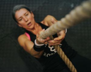 Strong women exercising